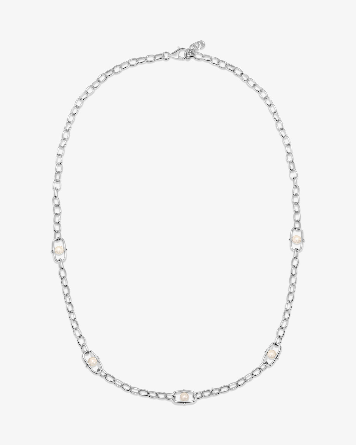 Silver choker with pearls and logo Libre