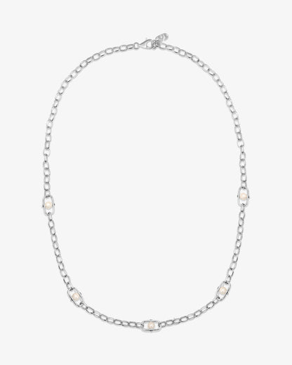 Silver choker with pearls and logo Libre