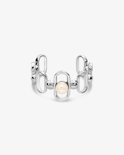 Ring aus Silber mit Perle und Logo Libre