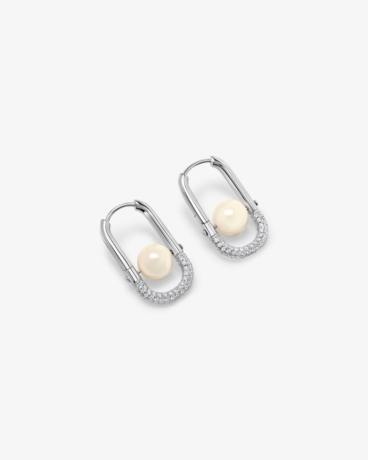 Silberne Creolen mit 8-mm-Perle und Zirkonia-Detail Libre