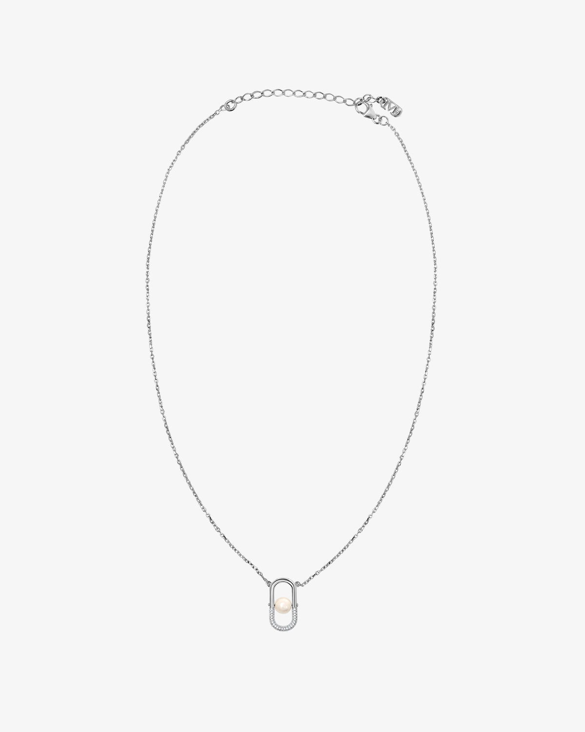 Silberhalskette mit 5-mm-Perle und doppeltem Zirkonia-Detail Libre