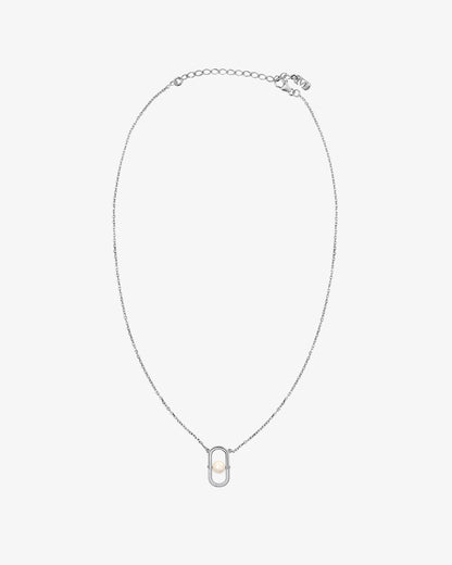 Collar en plata con perla de 5mm y doble detalle de circonitas Libre