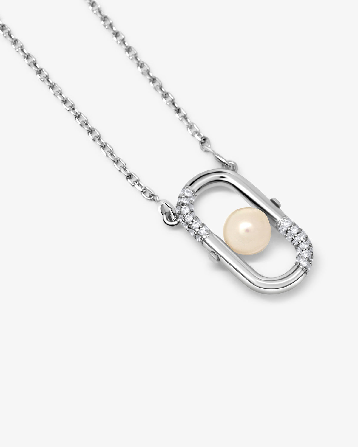 Silberhalskette mit 5-mm-Perle und doppeltem Zirkonia-Detail Libre