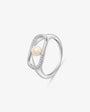 Silberring mit 5-mm-Perle und doppeltem Zirkonia-Detail, Libre