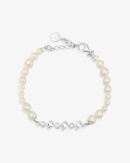 Silberarmband mit abwechselnd Perlen und Zirkonia Nova