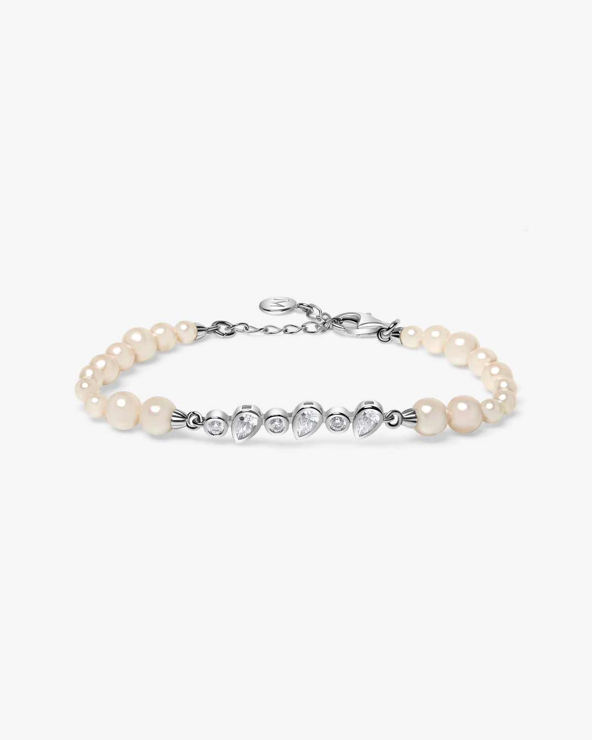 Silberarmband mit abwechselnd Perlen und Zirkonia Nova