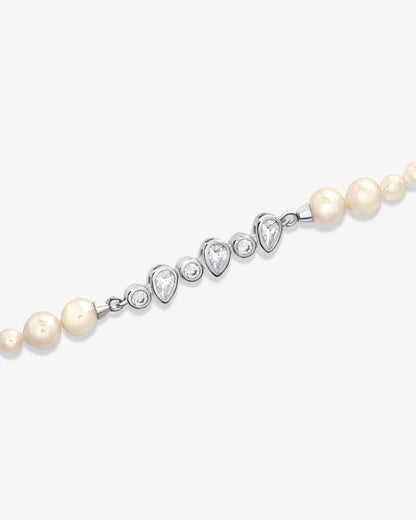 Silberarmband mit abwechselnd Perlen und Zirkonia Nova