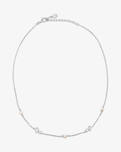 Collar de cadena en plata con perlas y circonitas Nova