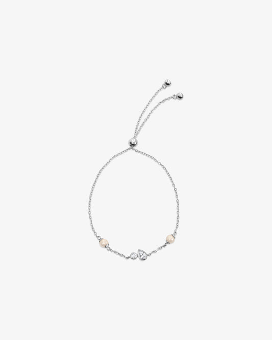 Pulsera de cadena en plata con perlas y circonitas Nova