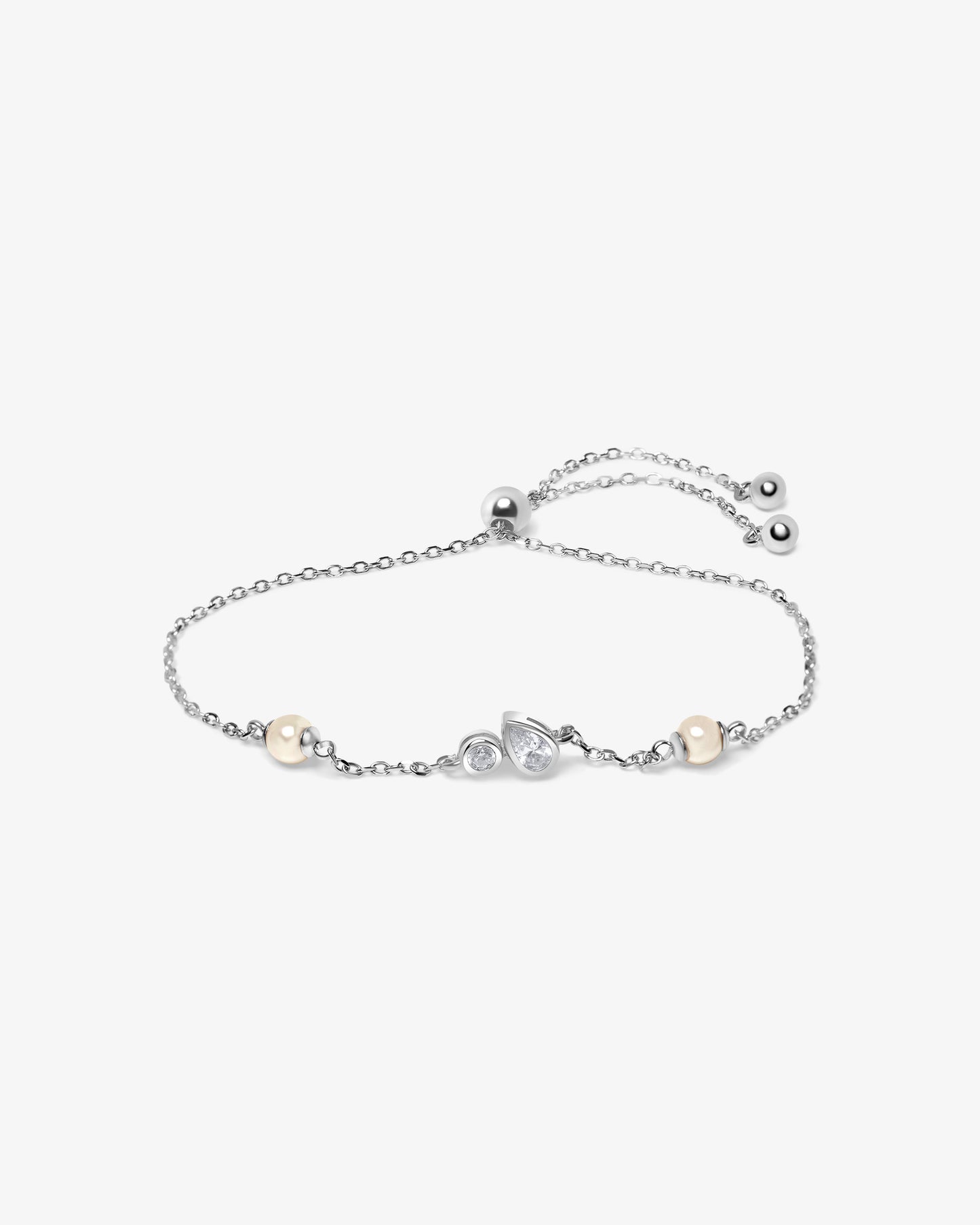 Pulsera de cadena en plata con perlas y circonitas Nova