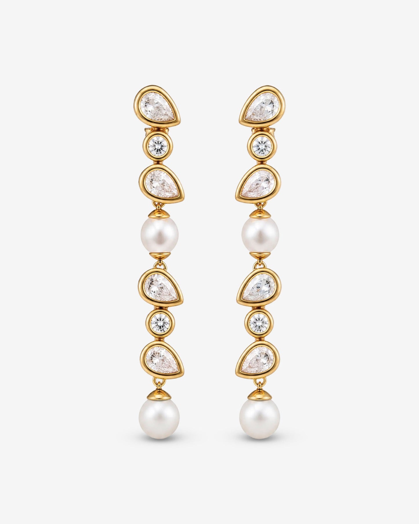 Long Earrings with Cubic Zirconia and Pearls Nova