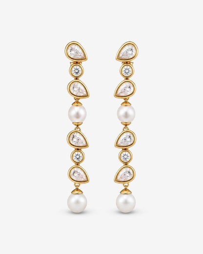 Long Earrings with Cubic Zirconia and Pearls Nova