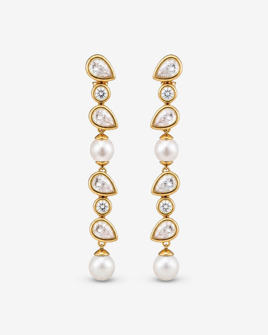 Long Earrings with Cubic Zirconia and Pearls Nova