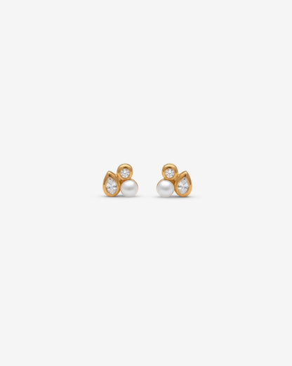 Stud Earrings with Zirconia and Pearls Nova