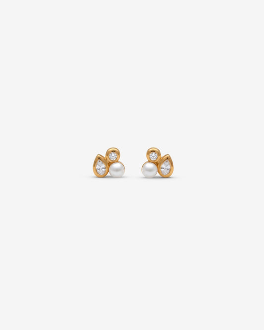 Stud Earrings with Zirconia and Pearls Nova