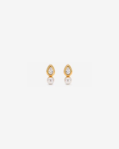 Earrings Zirconia and Pearl 3mm Drop Nova 