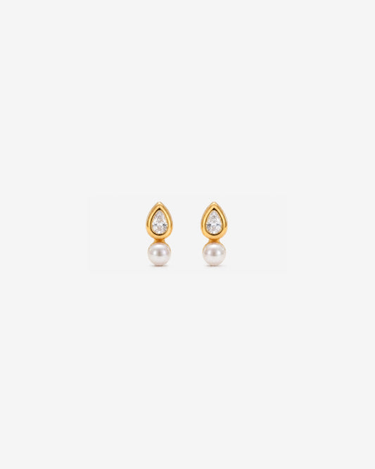 Earrings Zirconia and Pearl 3mm Drop Nova 