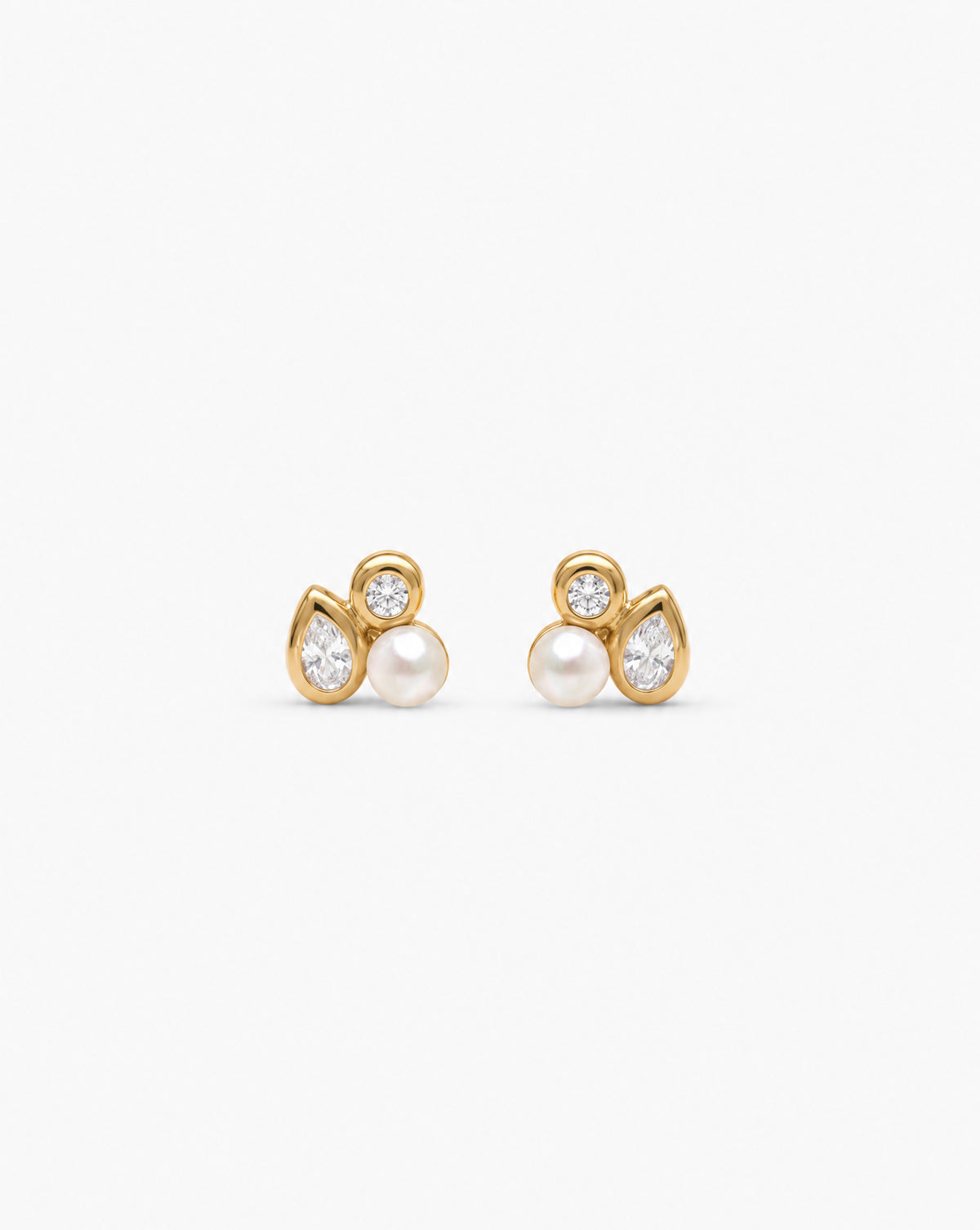 Stud Earrings with Zirconia and Pearls Nova
