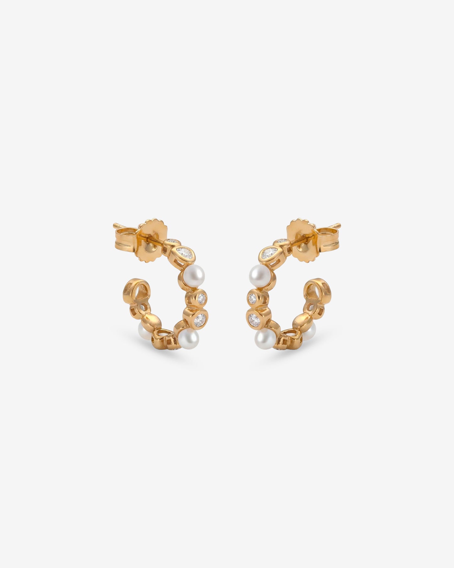 Hoop Earrings with Zirconia and Pearls Nova