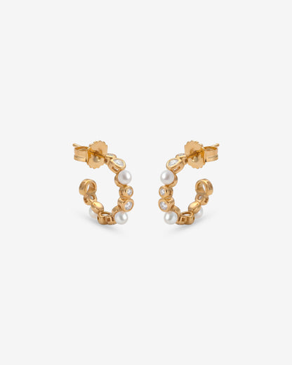 Hoop Earrings with Zirconia and Pearls Nova