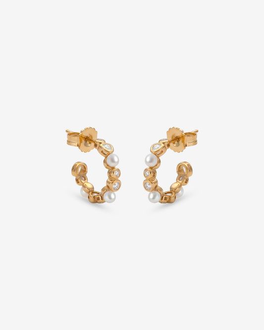 Hoop Earrings with Zirconia and Pearls Nova