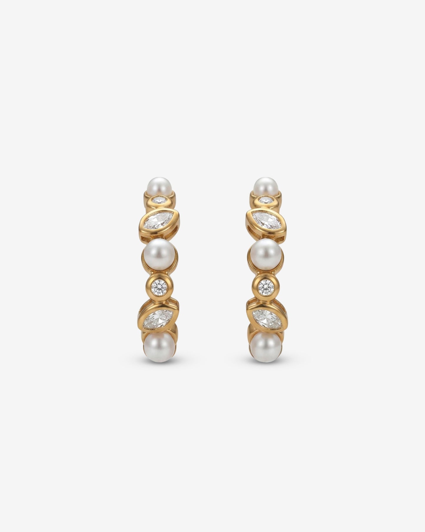 Hoop Earrings with Zirconia and Pearls Nova
