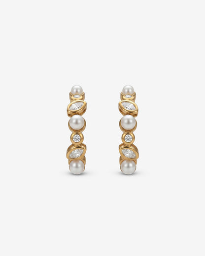 Hoop Earrings with Zirconia and Pearls Nova