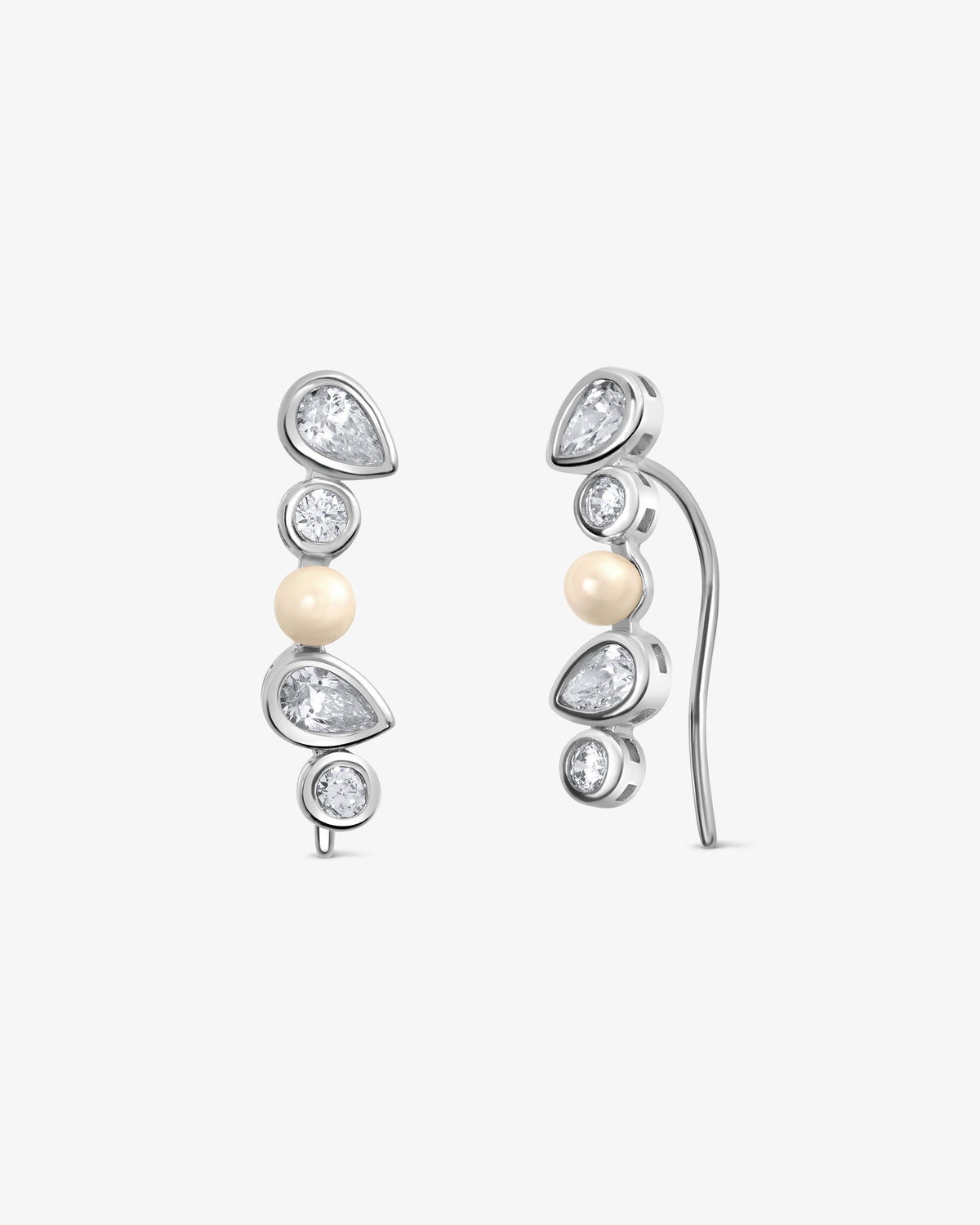 Sterling silver climber earrings with pearls and zircons Nova