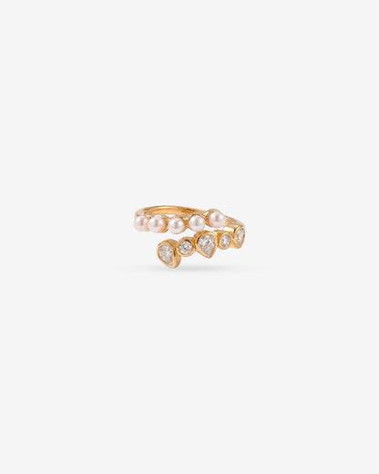 Anillo Circonitas y Perlas Double-Band Nova