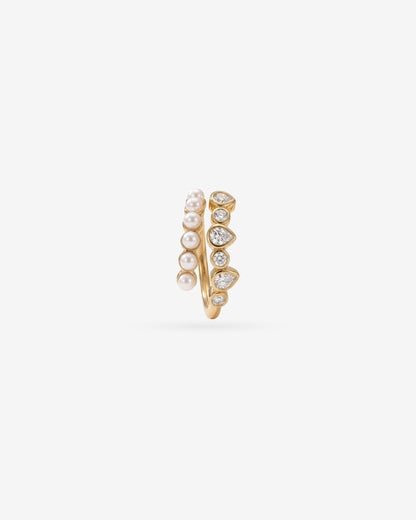 Anillo Circonitas y Perlas Double-Band Nova