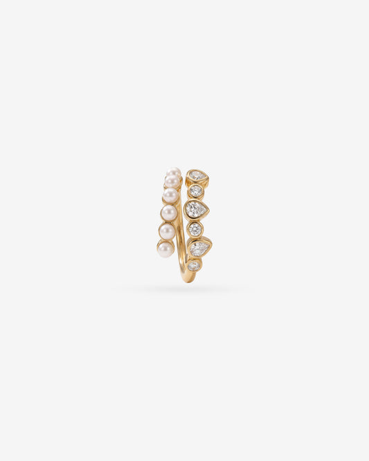 Ring mit Zirkonia und Perlen Doppelband-Nova