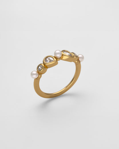 Anillo Circonitas y Perlas Band Eternity Nova