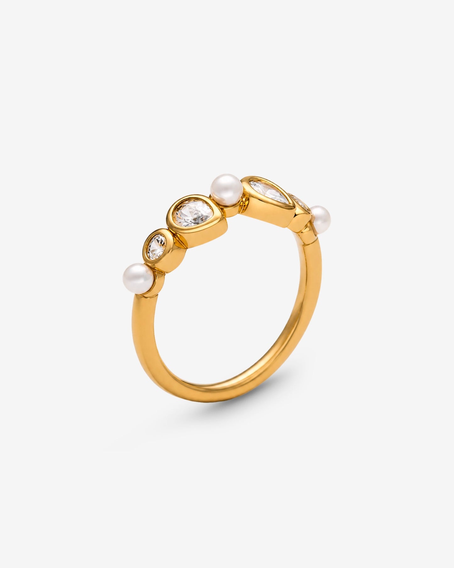  Ring Zirconia and Pearls Band Eternity Nova Band