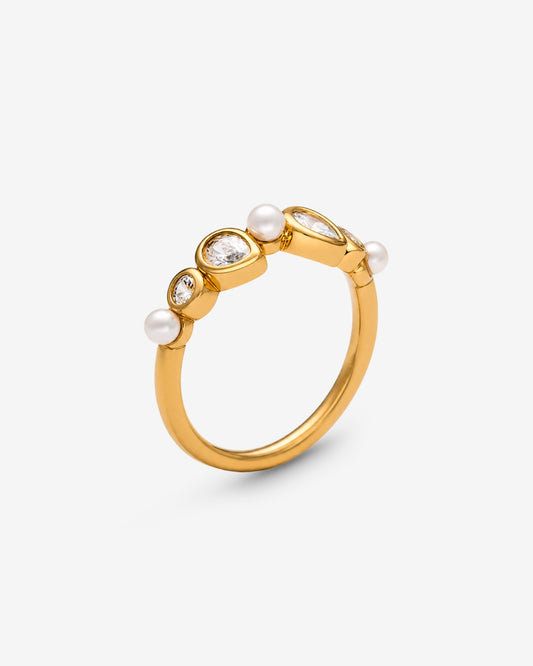  Ring Zirconia and Pearls Band Eternity Nova Band