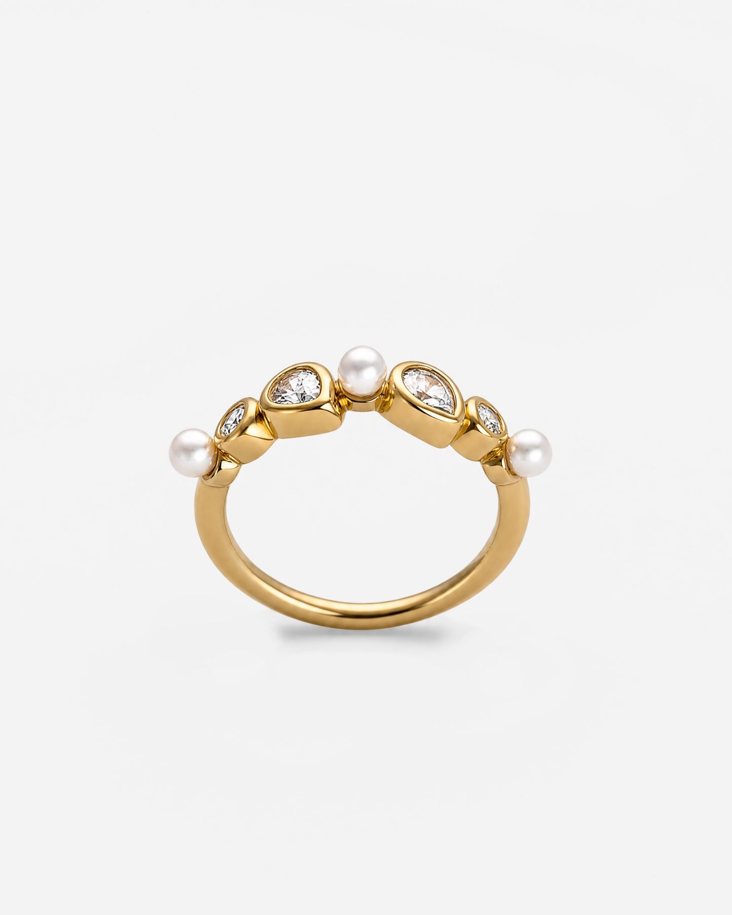  Ring Zirconia and Pearls Band Eternity Nova Band