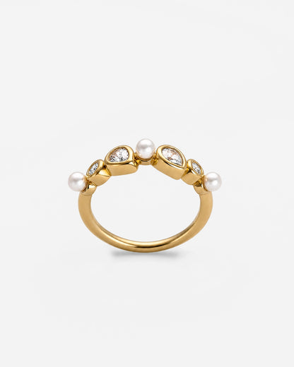  Ring Zirconia and Pearls Band Eternity Nova Band