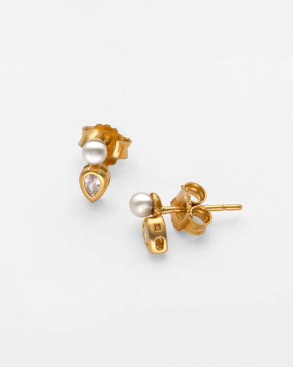 Earrings Zirconia and Pearl 3mm Drop Nova 