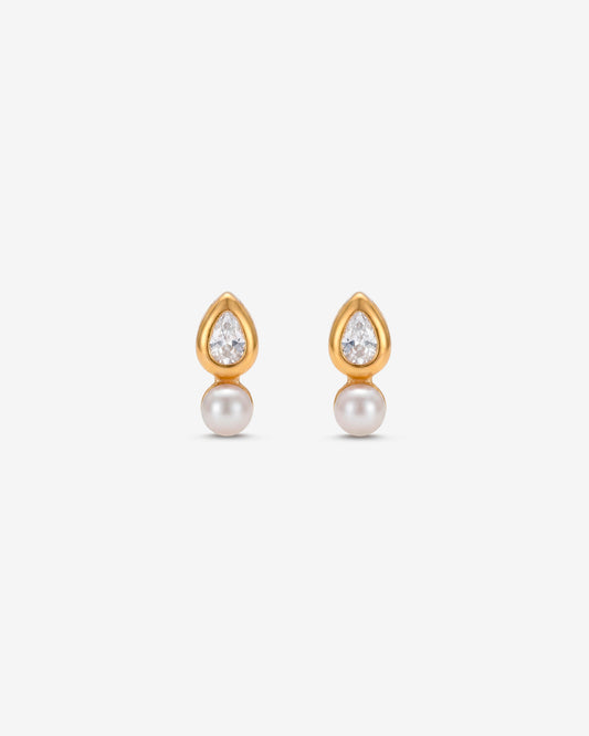 Pendientes Circonita y Perla 3mm Drop Nova