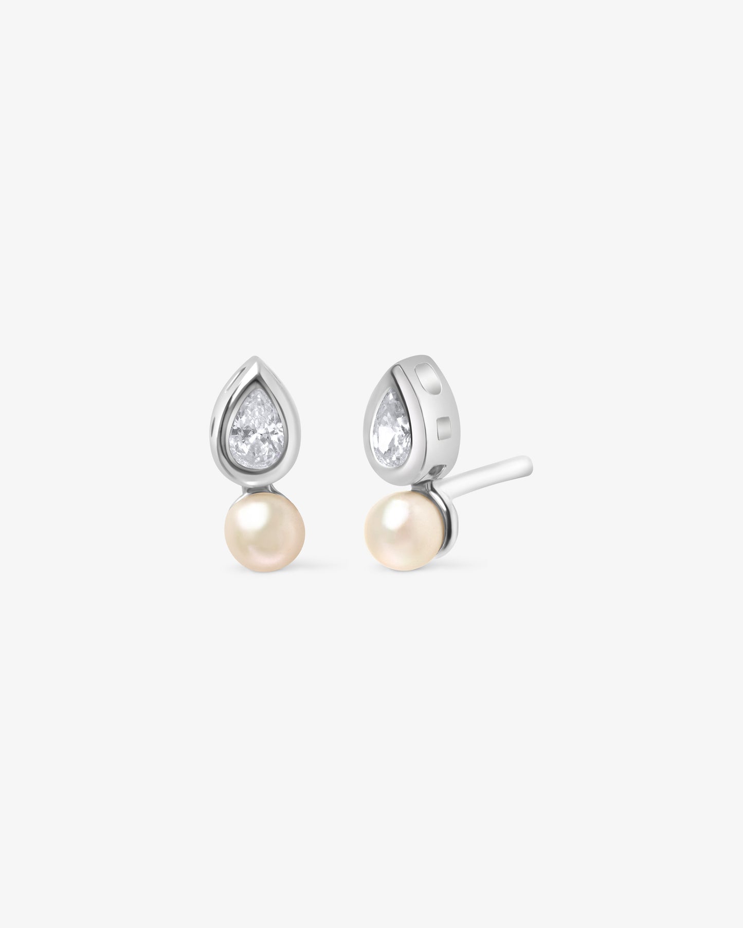 Pendientes Tú y Yo de plata con perla de 4mm Nova