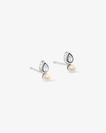 Pendientes Tú y Yo de plata con perla de 4mm Nova