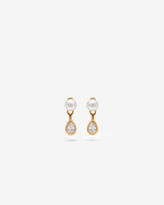 Pendientes Circonita y Perla 5mm Dangle Drop Nova