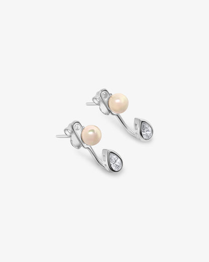 Pendientes Tú y Yo de plata con perla de 5mm Nova