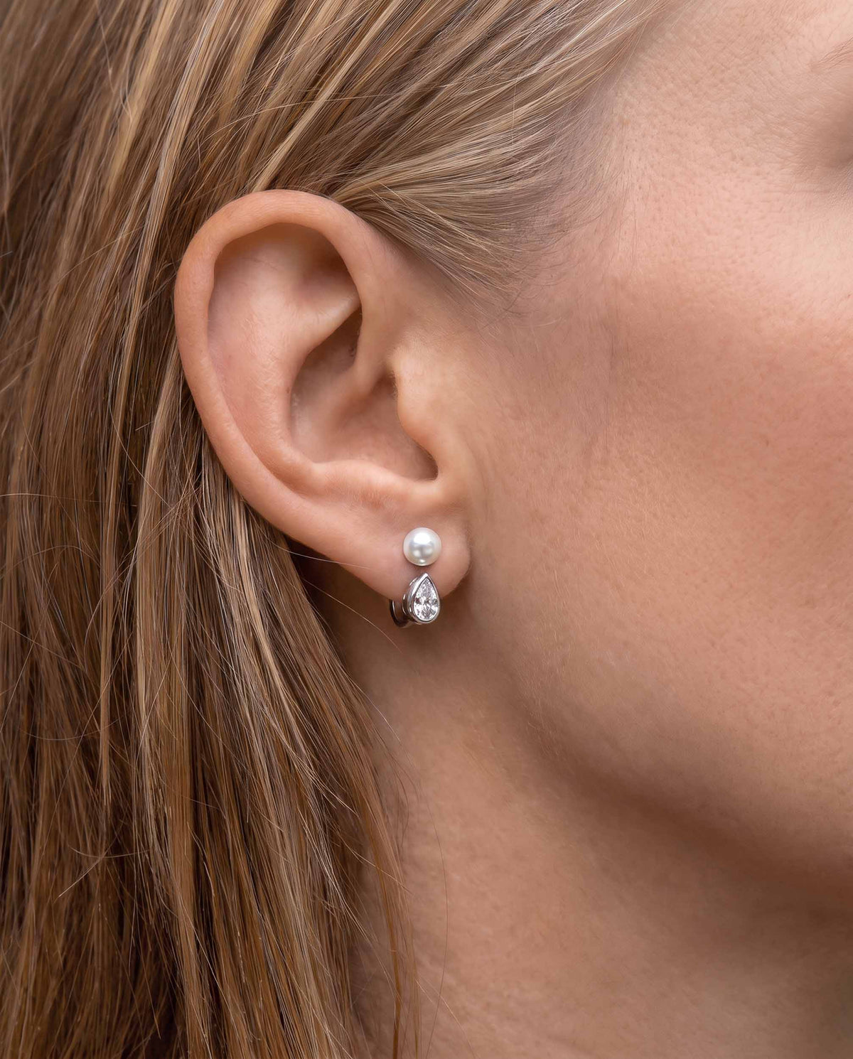 Pendientes Tú y Yo de plata con perla de 5mm Nova