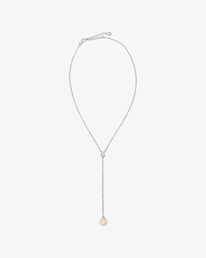 Silberne Y-Halskette mit 10 mm Perlenanhänger Nova