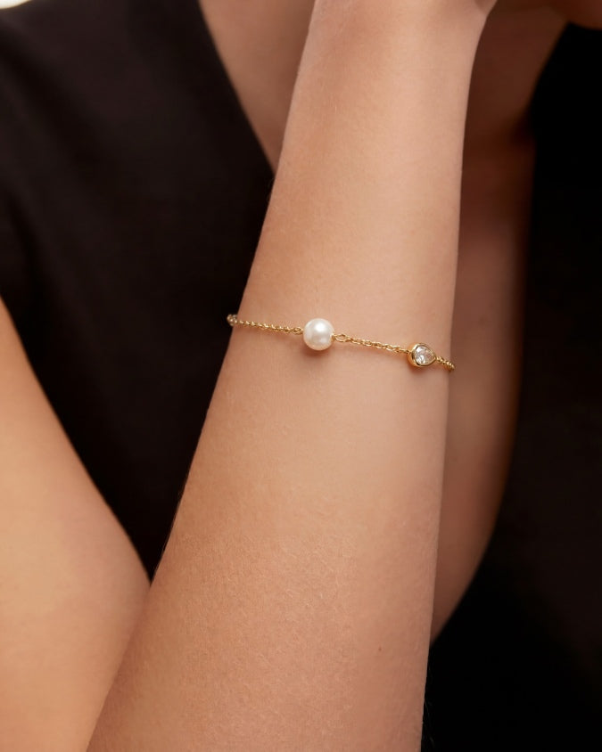 Pulsera Circonita y Perla 7mm Nova