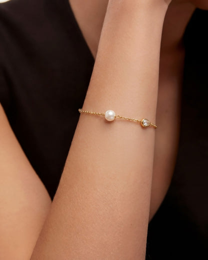 Pulsera Circonita y Perla 7mm Nova
