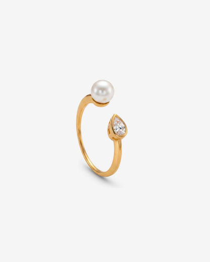 Ring pearl and zirconia Duo Nova