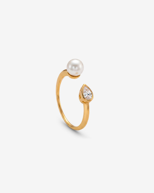 Ring pearl and zirconia Duo Nova