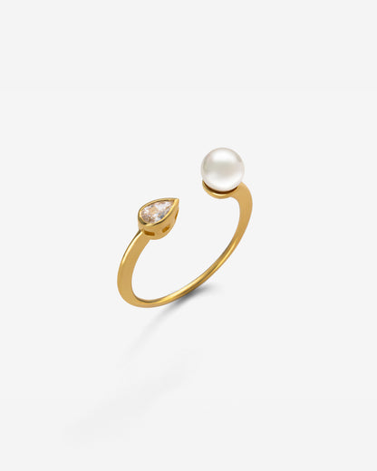 Anillo Circonita y Perla Nova Duo