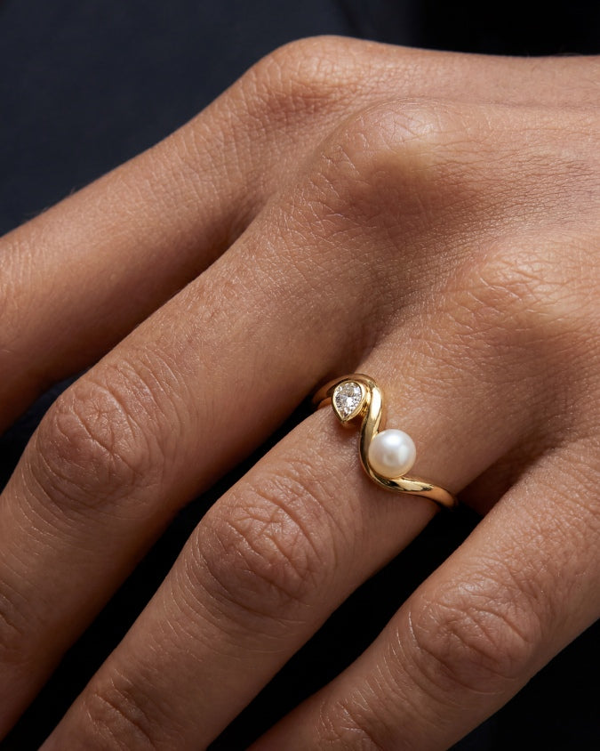 Ring S Harmony zirconia and pearl Nova 